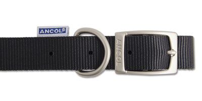 Ancol Viva Nylon Buckle Collar Black 19mm X35-43cm Sz 4